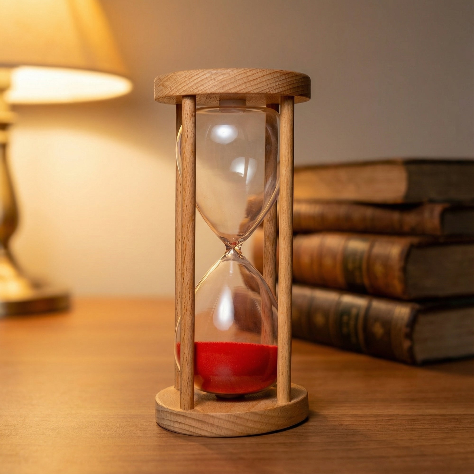 Wooden Hourglass with Purple Sand—Modern Decorative Timer