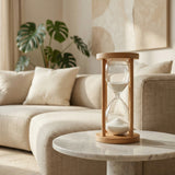 Wooden Hourglass with White Sand—Modern Decorative Timer