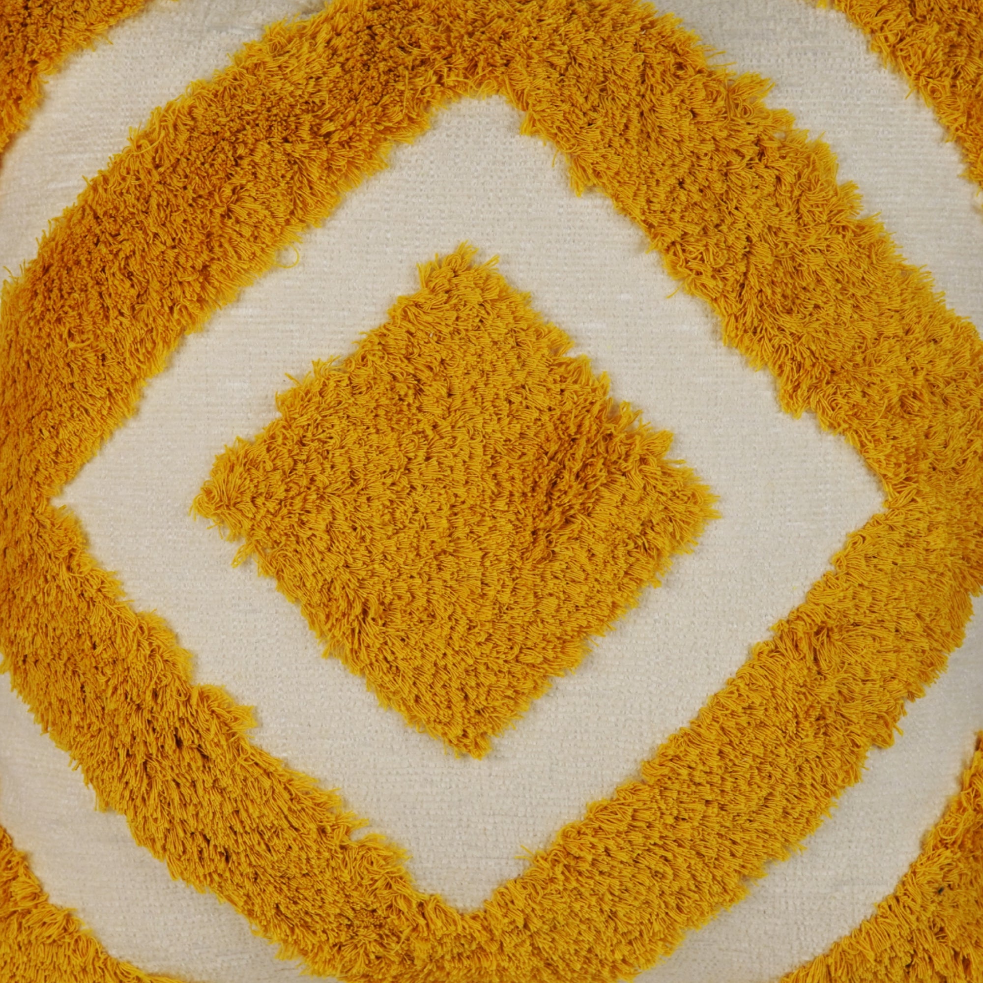Yellow Boho Cushion Cover with Geometric Design 