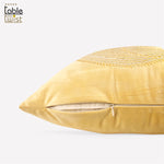 Yellow Embroidered Velvet Beaded Horse Head Cushion Cover.