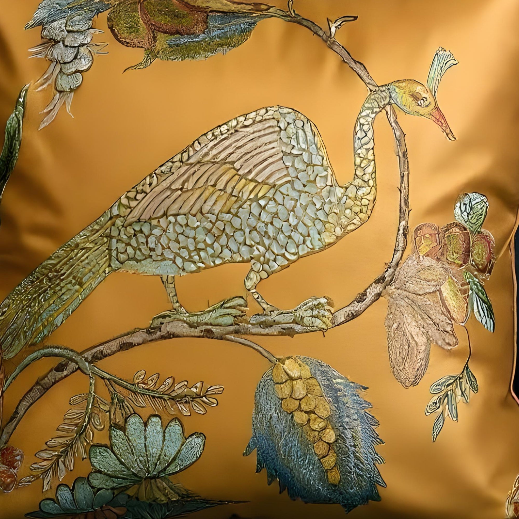 Yellow Peacock Cushion Cover.