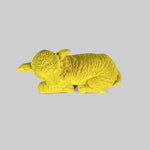 Yellow Velvet-Finished Sheep Concrete Statue.