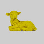 Yellow Velvet-Finished Sheep Concrete Statue