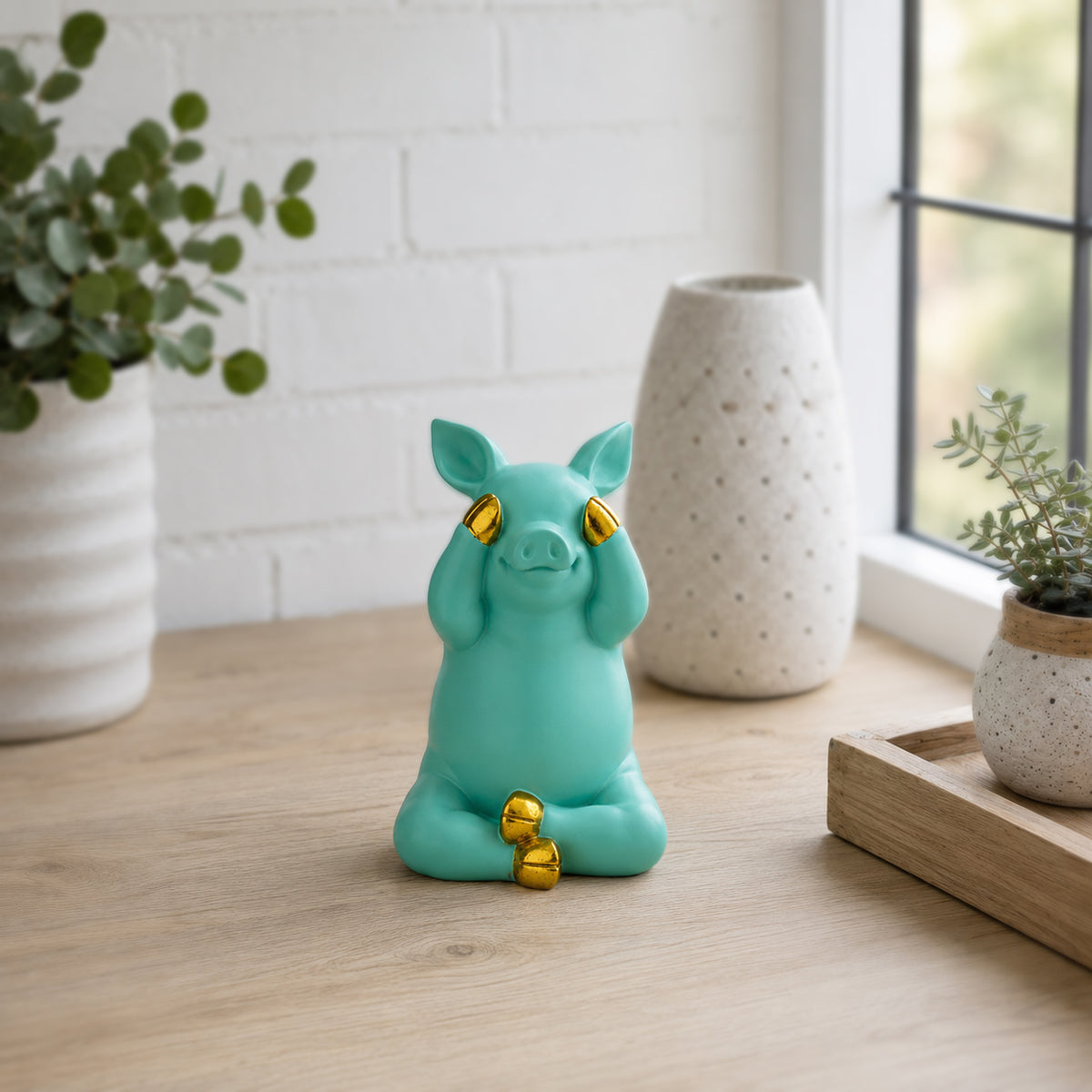 Zen Piglet Resin Figurine