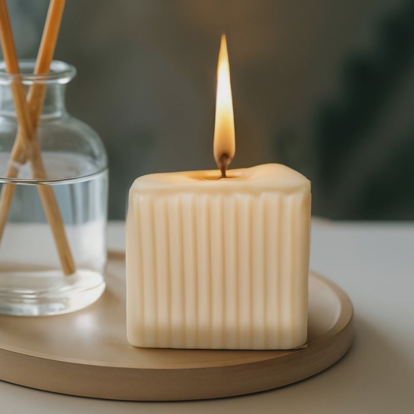 Cube Soy Wax Candle- Natural & Stylish