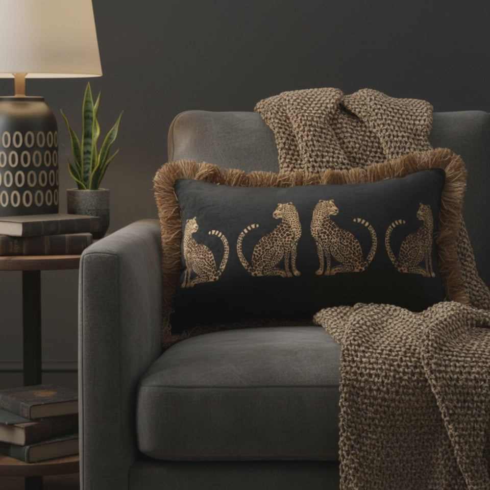 Black Leopard Print Cushion Cover