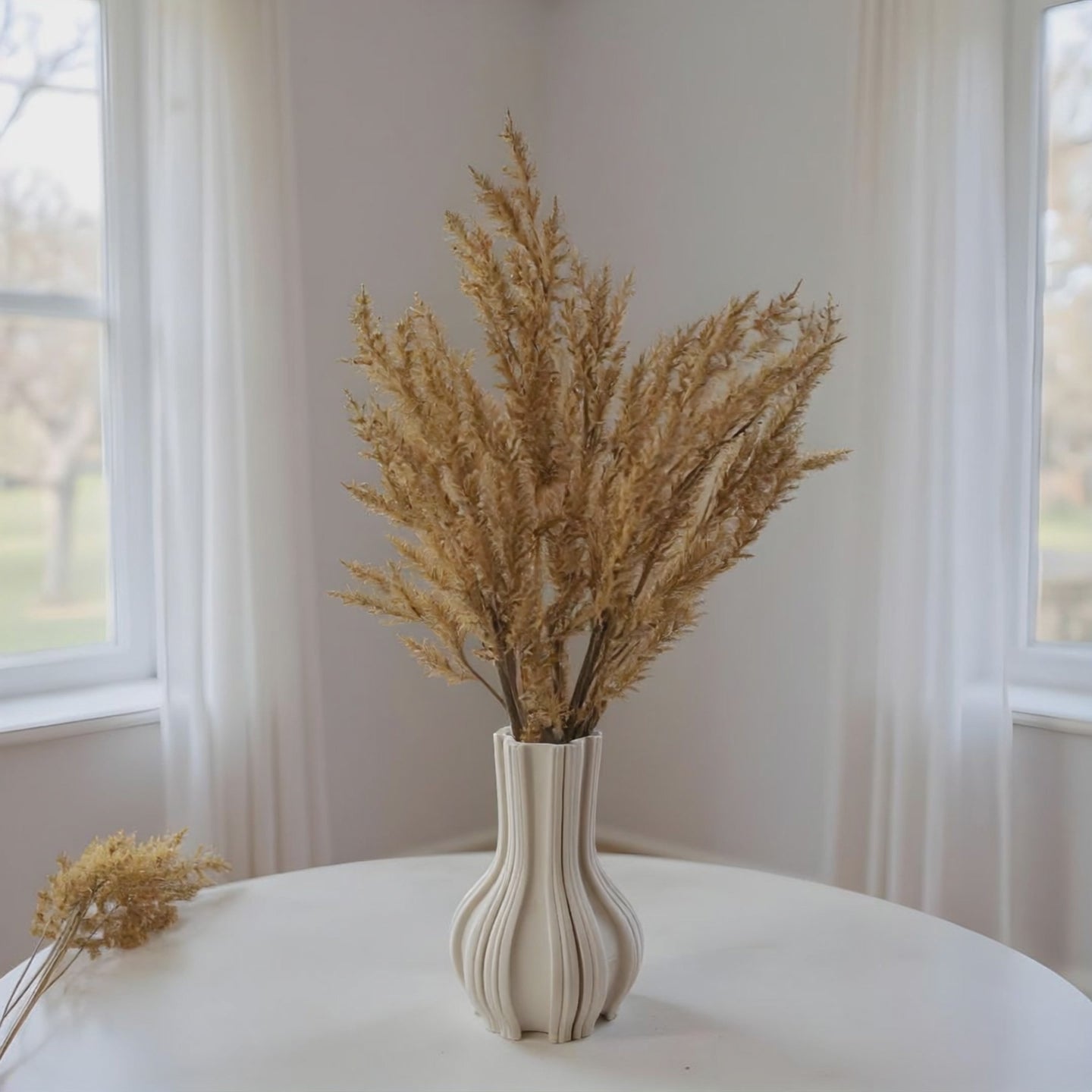 Beige Pampas Grass flowers.